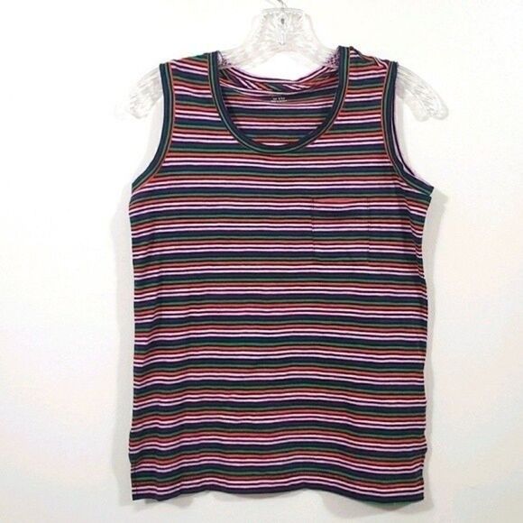 𝅺madewell Stripes Tank Top CrewNeck Top Size XXS Oversized - Picture 1 of 7